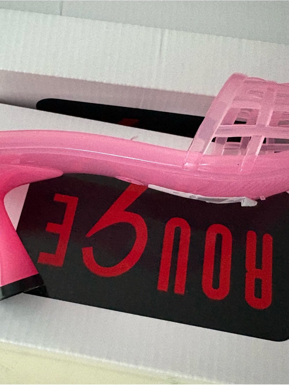 Rouge Helium Pink Lattice Slide Mules